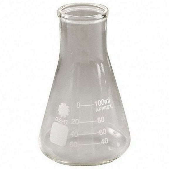 Lab Safety Supply Flask,Erlenmeyer,Glass,100mL,PK12  5YHL6