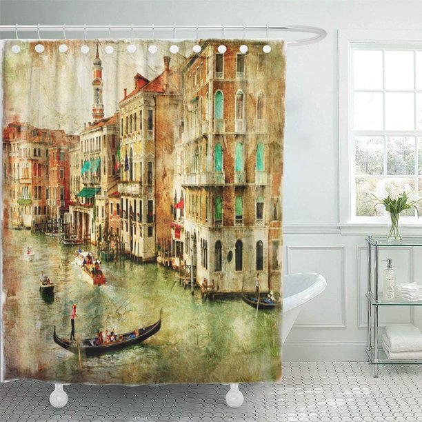 PKNMT Oil Amazing Venice Artwork in Painting Style Italy View Vintage