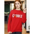 thumbnail image 2 of Gobble Thanksgiving Dinner Funny Turkey Face Crewneck Sweatshirt, 2XL, Red, 2 of 6