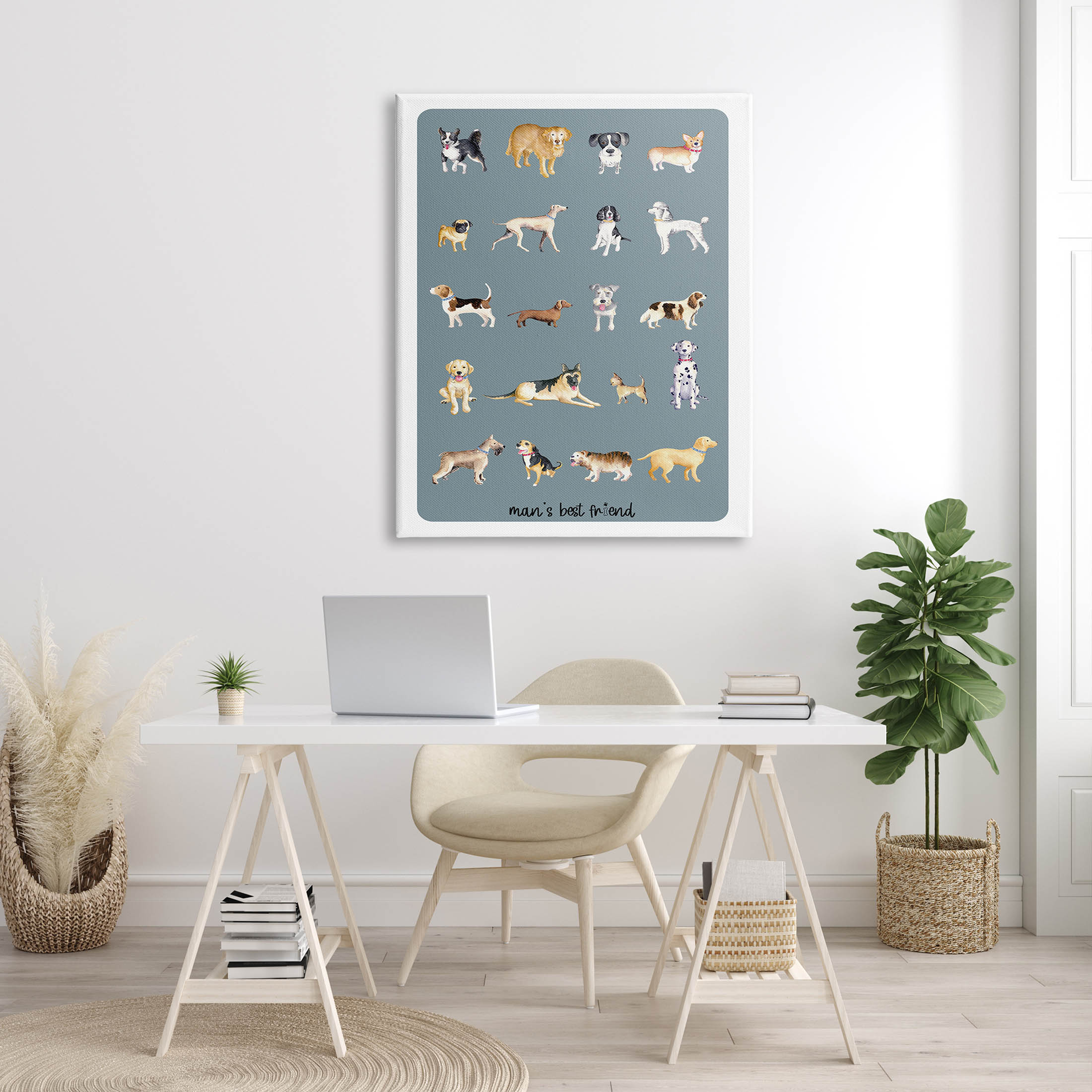 Man's Best Friend Dog Breeds Animals & Insects Graphic Art Gallery Wrapped Canvas Print Wall Art