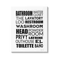 Stupell Bathroom Washroom Loo Phrases Typography Painting Gallery Wrapped Canvas Print Wall Art