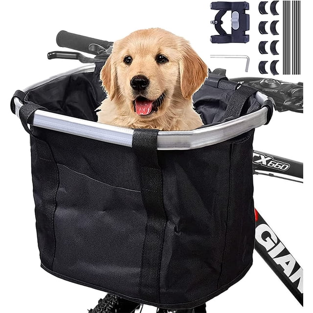 Cesta para bicicleta, cesta desmontable para manillar de bicicleta, cesta delantera de lona para bicicleta