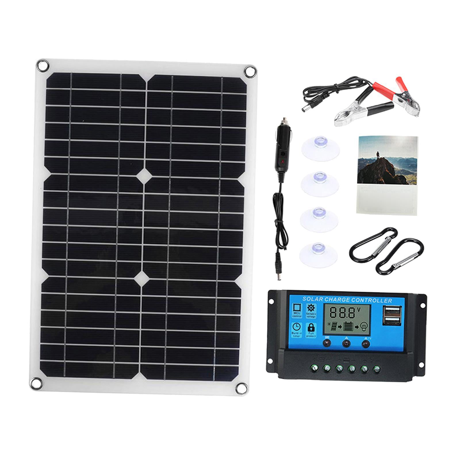 50W 12V/5V Solar Panel USB Battery Charger Car RV Boat Home 10A-40A Controller 