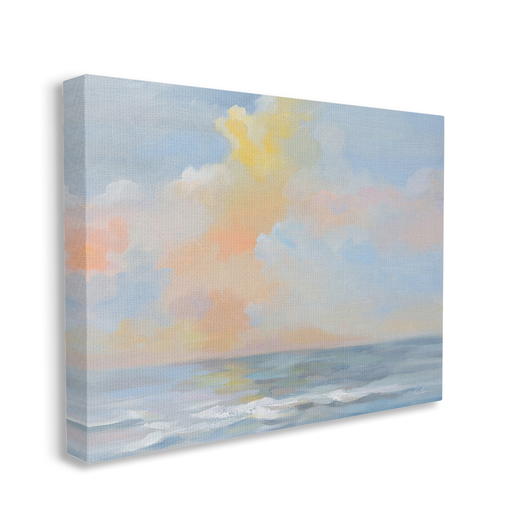 Stupell Industries Sea & Pastel Clouds Landscape Painting Gallery Wrapped Canvas Art Print Wall Art, 40 x 30