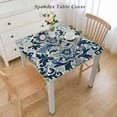 thumbnail image 2 of nygtbtfer Blue Boho  Tablecloth, Fitted Table Cover with Elastic for  Tables, Modern Geometric Abstract Art Table Cloth Outdoor Indoor Dinning Party  Tablecloths, 2 of 7