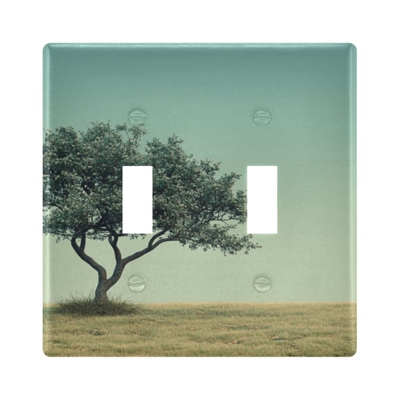 Dailycode Light Switch Plate Covers 2 Gang Wall Plate Plastics Outlet Covers for Kitchen Home Office Decor Tree and Moon
