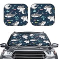 thumbnail image 2 of Gaeub Friendly Smiling Sharks Foldable Auto Sun Blocker Visor, Sunshade for Car Front Window, Keeps Your Vehicle Cool - Medium, 2 of 7