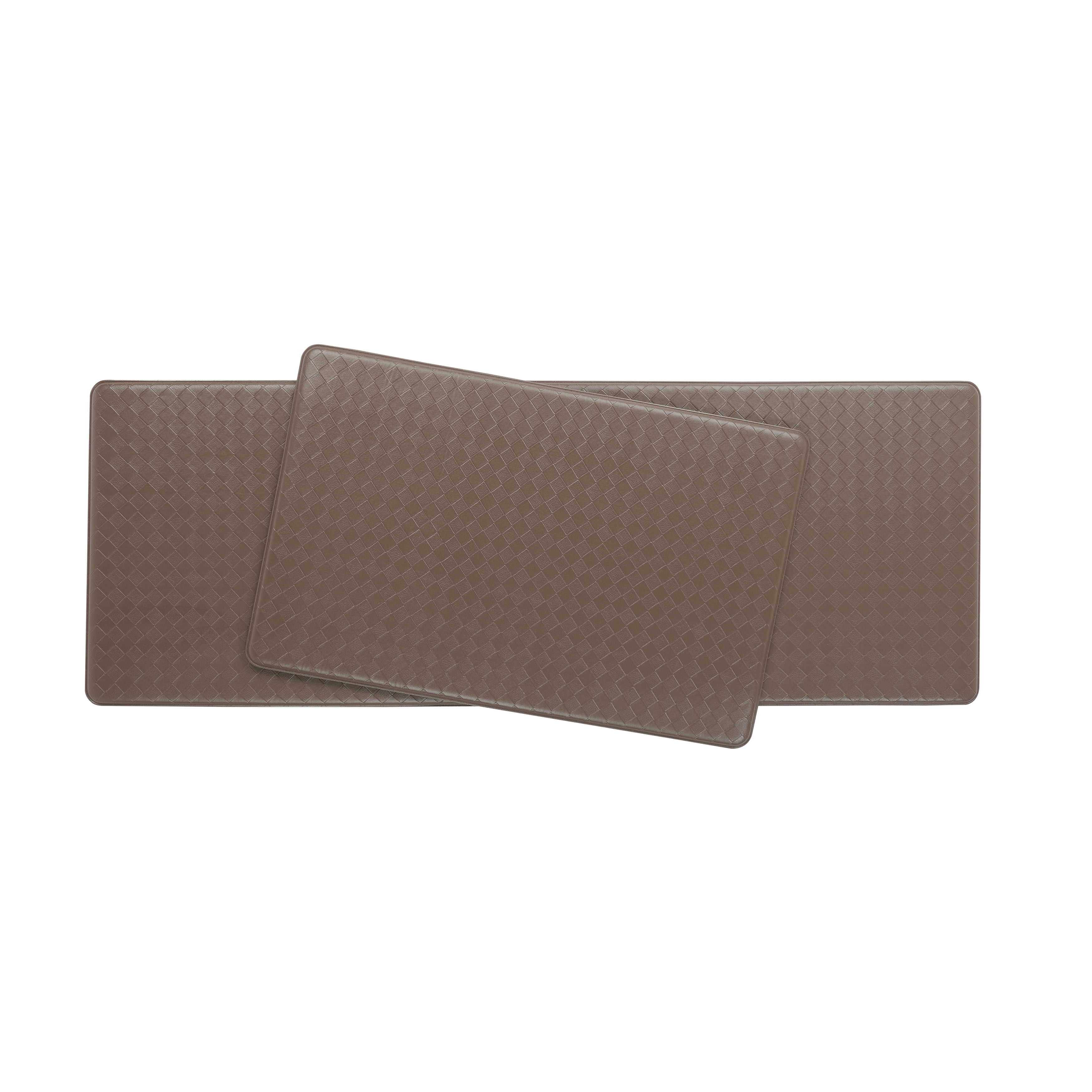 Anti-Fatigue Kitchen Mat Set, Mocha, Playa Basketweave by Chef Gear, 17.5 in. x 48 in. / 17.5 in. x 28 in