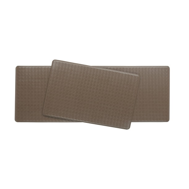 AntiFatigue Kitchen Mat Set, Mocha, Playa Basketweave by Chef Gear, 17