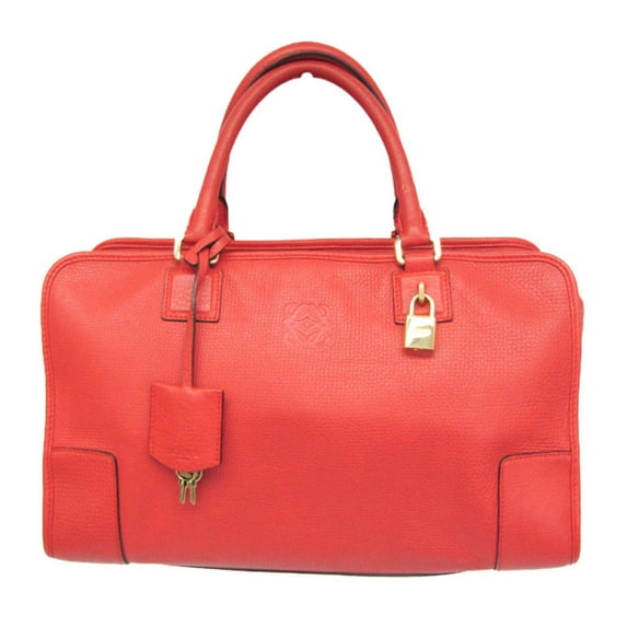 Pre-Owned Loewe Amazona 36 352.45.A22 Women's Leather Handbag Red Orange (Good)