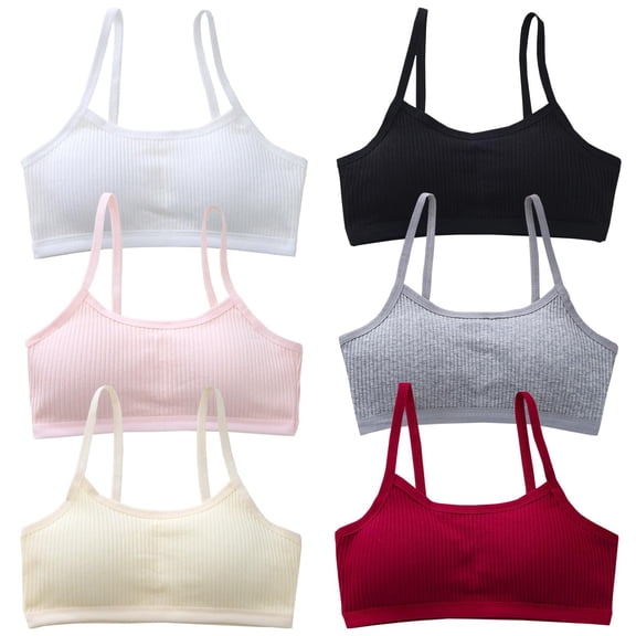Girls School Sports Daily Crop Bralettes Training Bras Stretch Straps 6 Colors