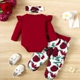 thumbnail image 3 of LAPAKIDS Newborn Infant Baby Girl Outfits 6-9 Months Baby Rompers for Girls Floral Romper Tops Pants Headband Clothes 3PCS Set, 3 of 7