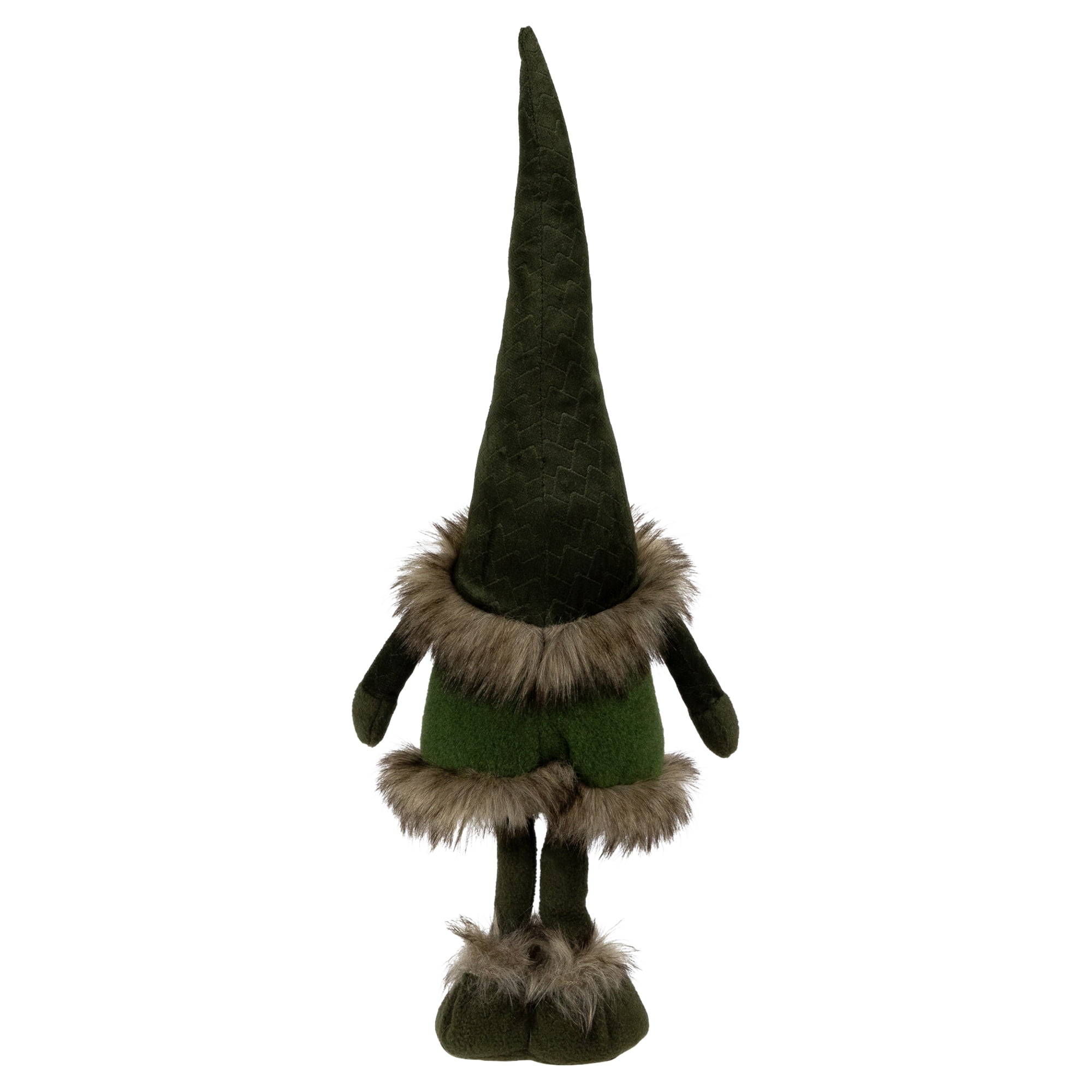 Northlight Standing Plush Gnome with Faux Fur Christmas Figure - 19" - Green