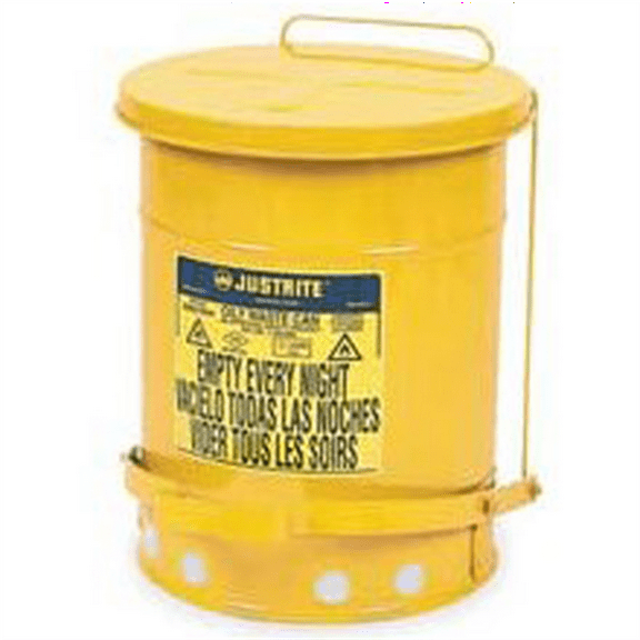 Justrite Mfg. Co. Yellow Oil Waste Can, 6 Gallon
