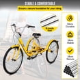 thumbnail image 4 of Triciclo para adultos de 7 velocidades y 3 ruedas, bicicleta amarilla de 24 pulgadas con cesta grande para montar, 4 of 9