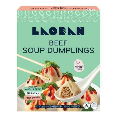 Laoban Ready-to-Eat Beef Soup Dumplings, Frozen 6 oz Carton