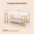 thumbnail image 3 of Giantex 2 Tier Coffee Table, Living Room Center Table w/Metal Frame, Accent Table, White & Gold, 3 of 8