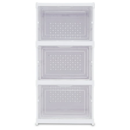 Mainstays 3-Tier Collapsible Shoe Organizer, Clear/White