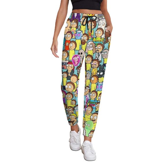 Rick And Morty Women's Jogger Track Pants Print Drawstring Lounge Sweatpants Casual Trousers for Yoga, Workout S