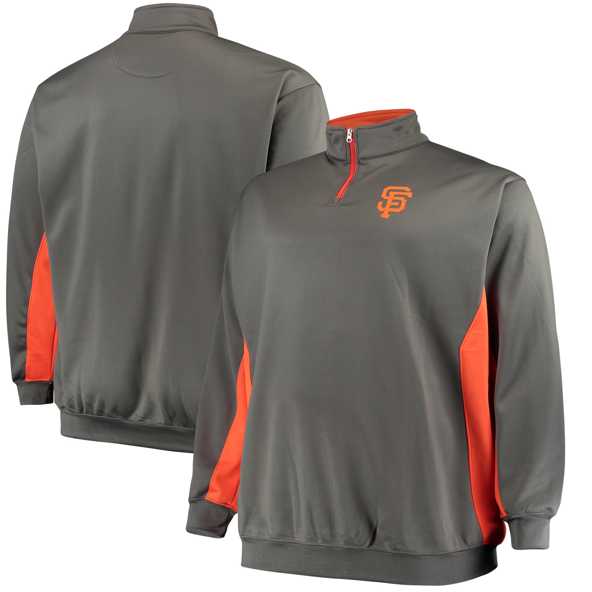 San Francisco Giants Majestic Fleece Pullover Quarter-Zip Jacket - Charcoal/Orange - Walmart.com 