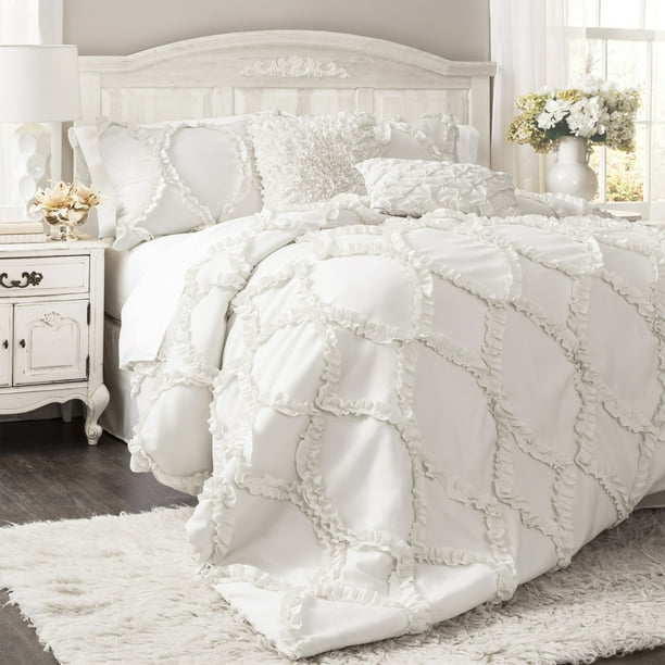 "Lush Decor Avon Shabby Chic Textured Ruffle Detail Comforter, King