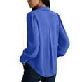 thumbnail image 5 of Dressy Casual Tops for Women Button Down Shirt Puff Long Sleeve Lapel Collar Blouse Business Work Office Wear (L, Blue), 5 of 8