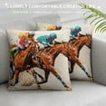thumbnail image 3 of Leisuo Throw Pillow Cover Horse Racing Themed Party Decoration for Couch Sofa, 3 of 5