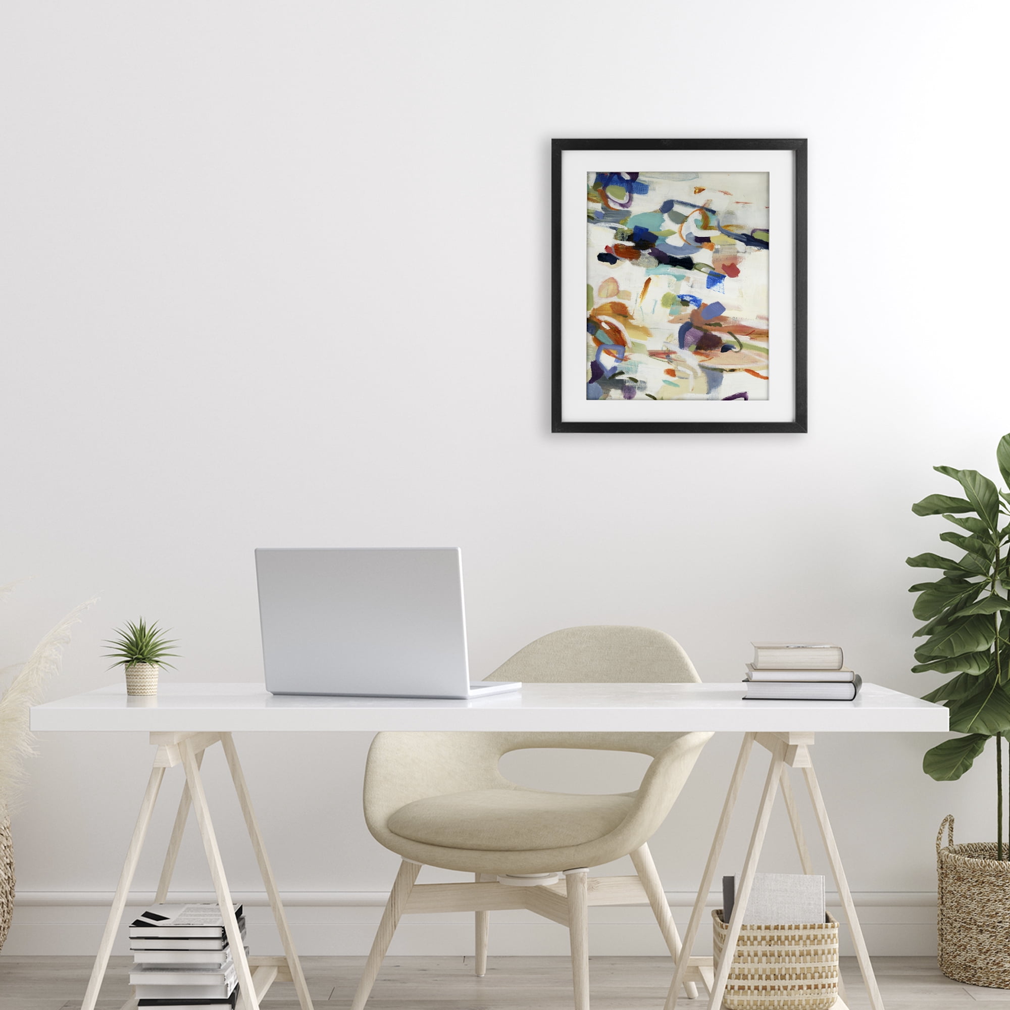 Stupell Industries Flowing Stippled Brushstrokes Black Framed Print Under Glass, design by Lisa Ridgers