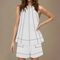 thumbnail image 2 of QATAINLAV Women's Summer Cotton Linen 2 Piece Outfits Casual Contrast Stitching Sleeveless Tank Tops with Lounge Shorts for Summer Beach Vacation White S Prime Sales, 2 of 9