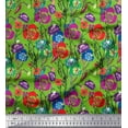 thumbnail image 1 of Soimoi Velvet Fabric Leaves & Poppy Floral Decor Fabric Printed Yard 58 Inch Wide, 1 of 6