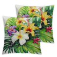 thumbnail image 2 of Nawypu Summer Tropical Leaves Pillow Covers Set of 2 Watercolor Monstera Green Palm Leaf Hibiscus Flower Jungle Pillow Cases Hawaiian Botanical Plant Outdoor Cushion Covers for Patio Bedroom, 2 of 6