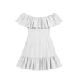 thumbnail image 5 of Ahabrexf Off Shoulder Summer Dresses for Women, Ruffle Border Linen Look Solid Color Mini Sundress, Casual Flowy Short Dress for Beach Vacation Daily Wear, 5 of 7