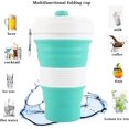 thumbnail image 2 of Tazas plegables de silicona, a prueba de fugas, tazas de 550 ml, peso ligero, tamaño de bolsillo, adecuadas para acampar y pasear al aire libre en el trabajo de oficina, café (verde turquesa), 2 of 5
