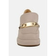 thumbnail image 3 of Morgan Metallic Embellishment Leather Platform Loafers in Beige, 3 of 7