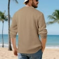 thumbnail image 4 of Men's Henley Shirts Long Sleeve Waffle Casual Pullover T-Shirts Basic Textured 1/4 Button Lightweight Shirts Top (M, Khaki), 4 of 8