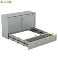 thumbnail image 3 of Harper & Bright Designs Queen Size Murphy Bed Wall Bed with Storage Drawers, Wood Murphy Bed Chest with Sockets & USB Ports, Pulley Structure Design, Gray, 3 of 12