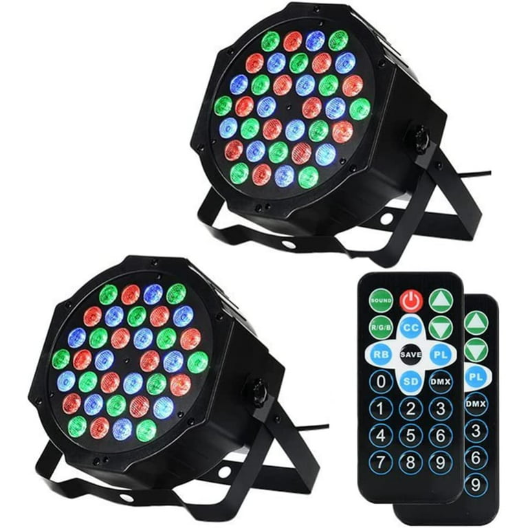 DJ Lights, 36LED Uplighting for Events, Stage Lighting Activated, Remote and DMX Control, for Party, Concert, Festival - 2 Pack -