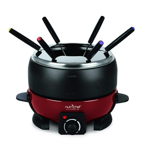 Electric Countertop Chocolate Fondue Maker 800W 2QT Black/Red Fondue