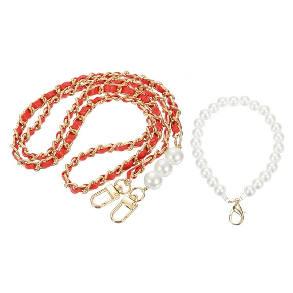 Purse Chain Strap, Replacement Strap with Phone Lanyard, 41 Inch, Gold & Red