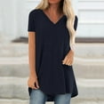 thumbnail image 2 of ZyeKqe Tunic or Tops to Wear with Leggings for Women Short Sleeve Shirts Round Neck Dressy Casual Blouses Loose Fitting, 2 of 5