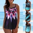 thumbnail image 4 of Womens Tankini Swimsuits Two Piece Floral Print Tank Tummy Control Bathing Suits With Boyshort, 4 of 9