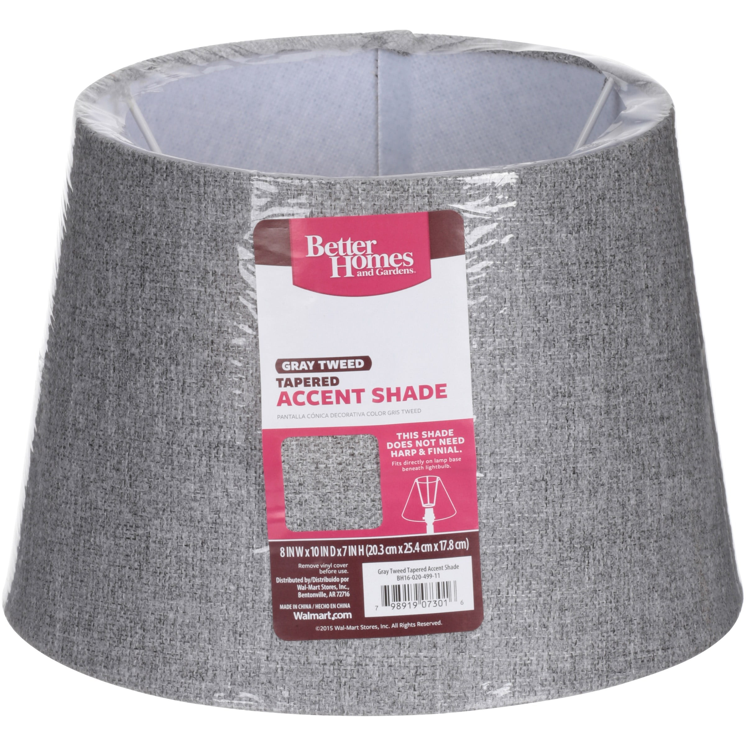 Better Homes Gardens Gray Tweed Tapered Drum Accent Lamp Shade