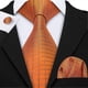thumbnail image 3 of Orange Brown Silk Mens Tie Hanky Cufflinks Set Gold Coffee Jacquard Designer Necktie For Male Wedding Business Party, 3 of 5