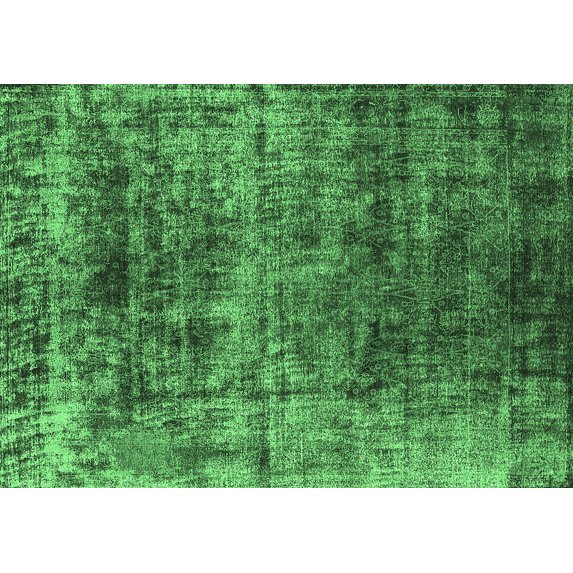 Ahgly Company Indoor Rectangle Oriental Emerald Green Industrial Area Rugs, 3' x 5'