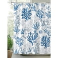 thumbnail image 3 of Coastal Coral Waterproof Fabric Shower Curtain, Blue Grey Ocean Marine Plant Summer Fish Shower Curtain for Bathroom Curtains Bathtubs Hotel Washable Shower Curtains with 12 Hooks Standard 72x72, 3 of 6