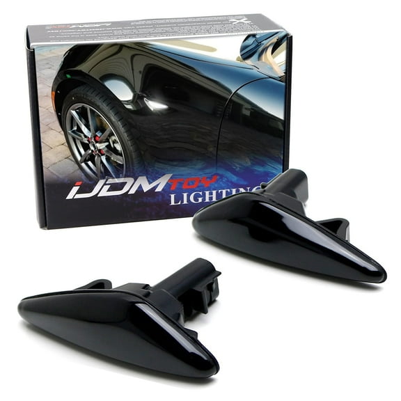 Smoked Lens White Full LED Front Side Marker Light Kit For 2016-up Mazda MX-5, 2009-2012 Mazda RX-8, 2017-up Fiat 124 Spider, Replace OEM Sidemarker Lamps