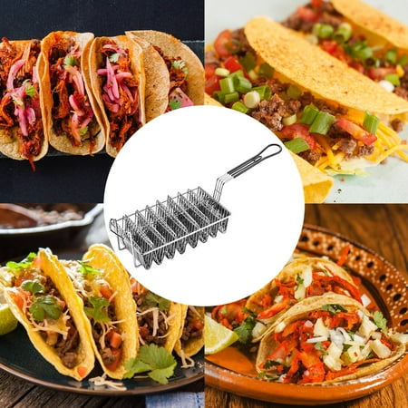 

Stainless Steel Taco Basket Cake with Grip Handle Taco Shell Fry Basket