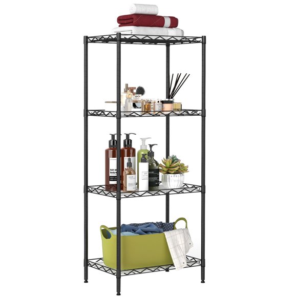 Estantería de almacenamiento BestOffice de 4 niveles, ajustable, negra, 44" de alto