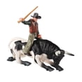 thumbnail image 3 of Modelo de granja de simulación, figura de equitación de ganado en miniatura, juego de rol de vaquero con estatuilla de toro para diseño de Diorama, Ataque de CUTICAT Estatuilla de monta de toros, 3 of 8