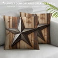 thumbnail image 3 of Orinice  Prehistoric Country Throw Pillow Cushion Cover, Antique Rusty Star on The Weathered Wooden Planks Vintage Retro Image, Decorative Square Accent Pillow Case, 20" X 20", Brown White, 3 of 5